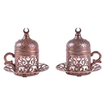 Ottoman Style Metal Turkish Coffe Cup Set Of 2 - 8