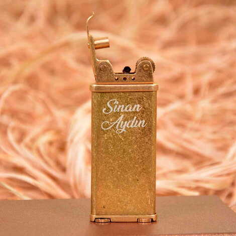 Name Personalised Gasoline Gold Metal Lighter - 6