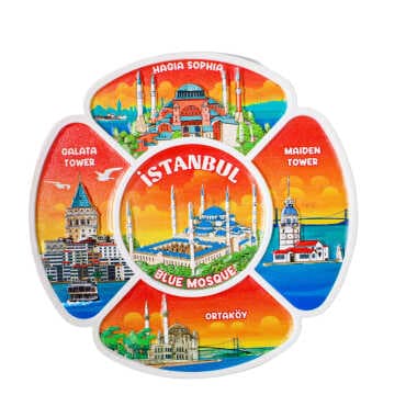 İstanbul Themed UV Printed Polyester Plate 15 cm