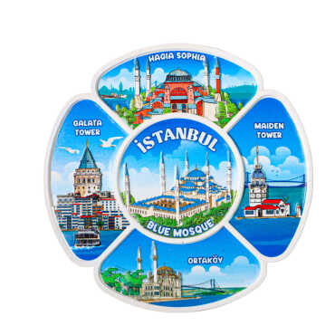 İstanbul Themed UV Printed Polyester Plate 15 cm - 5