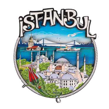 Toptan İstanbul Temalı 3d Resi̇mli̇ Ahşap Magnet - 20