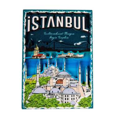 Toptan İstanbul Temalı 3d Resi̇mli̇ Ahşap Magnet - 43