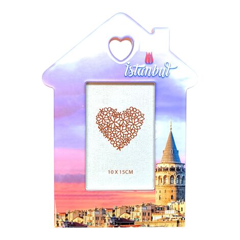 Toptan İstanbul Temalı Ev Şeki̇lli̇ Fotoğraf Çerçevesi̇ 10x15 Cm - 6