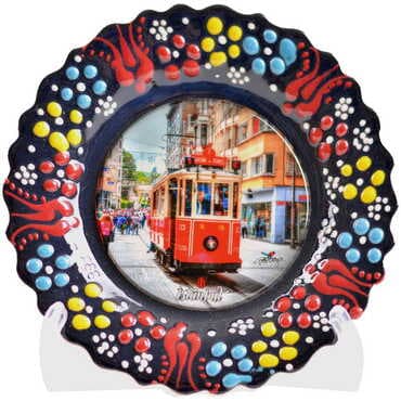 Istanbul Themed Turkish Ceramic Plate With Epoxy 12 Cm - 6
