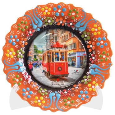 Istanbul Themed Turkish Ceramic Plate With Epoxy 12 Cm - 10