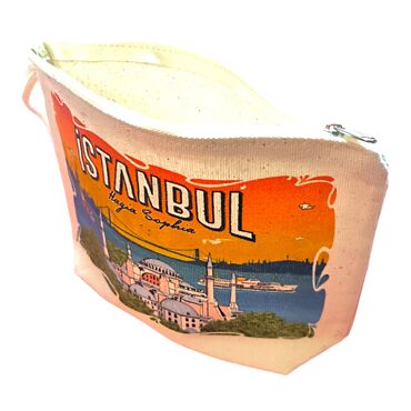 Toptan İstanbul Temalı Dijital Baskılı Kanvas Cüzdan 14,5x20 cm - Thumbnail