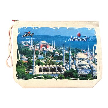 Toptan İstanbul Temalı Dijital Baskılı Kanvas Cüzdan 20x27,5 cm - Thumbnail