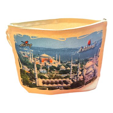 Toptan İstanbul Temalı Dijital Baskılı Kanvas Cüzdan 20x27,5 cm - Thumbnail