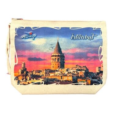 Istanbul Themed Digital Printed Kanvas Purse 20x27,5 cm - 6