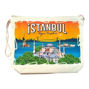 Istanbul Themed Digital Printed Kanvas Purse 20x27,5 cm - 7