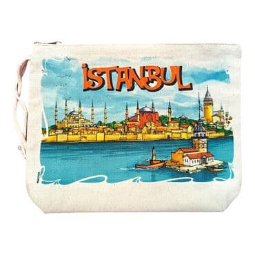 Istanbul Themed Digital Printed Kanvas Purse 20x27,5 cm - 8