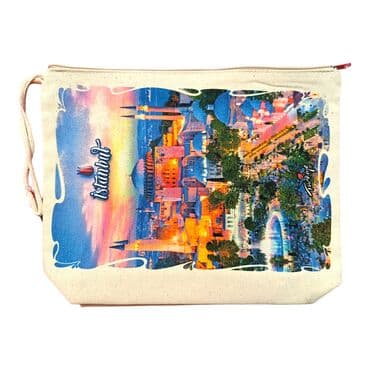 Istanbul Themed Digital Printed Kanvas Purse 20x27,5 cm - 10