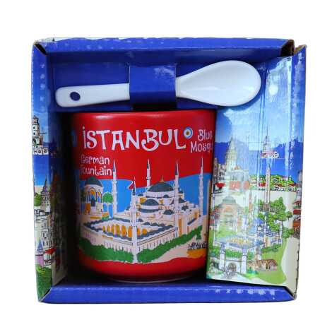 İstanbul Temalı Kaşıklı Kapuçino Kupa Kutulu - 1