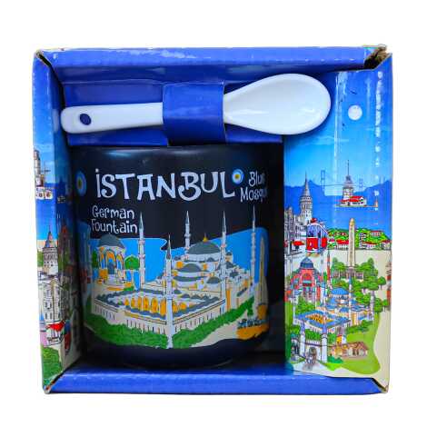 İstanbul Temalı Kaşıklı Kapuçino Kupa Kutulu - 4