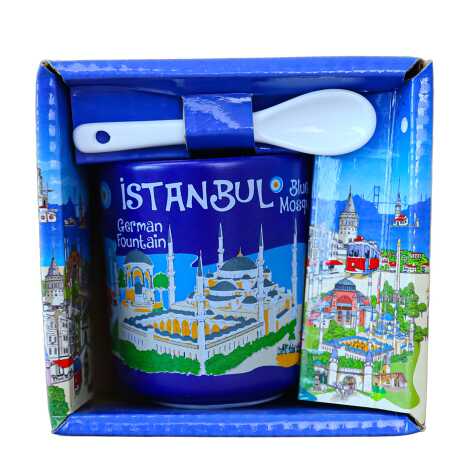 İstanbul Temalı Kaşıklı Kapuçino Kupa Kutulu - 5
