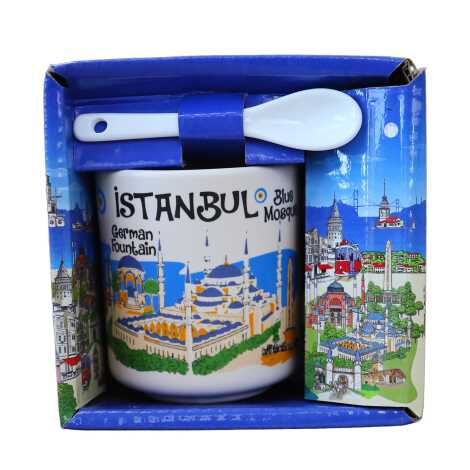 İstanbul Temalı Kaşıklı Kapuçino Kupa Kutulu - 6