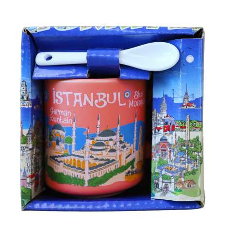İstanbul Temalı Kaşıklı Kapuçino Kupa Kutulu - 7