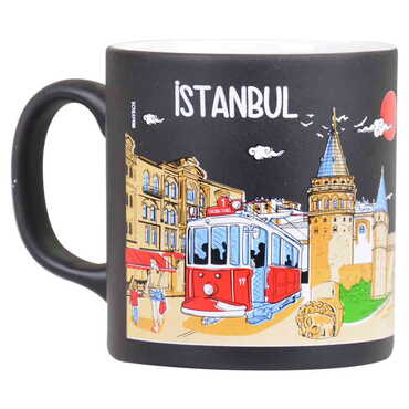 Toptan İstanbul Temalı Kutulu Renkli Baskılı Seramik Kupa 82x90 mm - Thumbnail