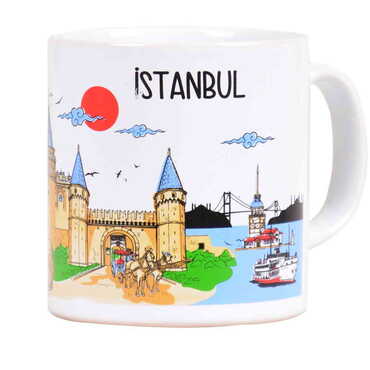 Istanbul Themed Ceramic Custom Printed Mug with Gift Box 82X90 Mm - 9