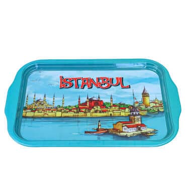 Istanbul Themed Large Metal Tray with Four Bowl Set - 2