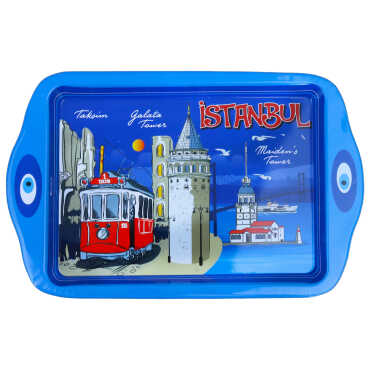 İstanbul Themed Small Metal Tray and Bowl Set of 2 - Standart - 2