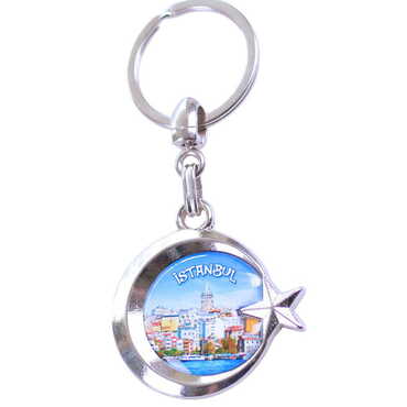 Istanbul Themed Metal Turkish Flag Enamel Keychain - 8