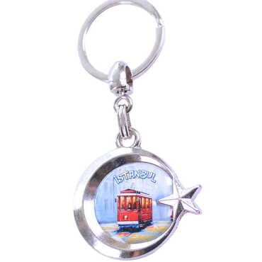 Istanbul Themed Metal Turkish Flag Enamel Keychain - 10