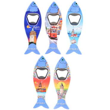 Istanbul Themed Customised UV Printed Fish Shape Printed Plastic Base Bottle Opener 42x130 mm - 5