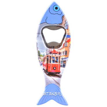 Istanbul Themed Customised UV Printed Fish Shape Printed Plastic Base Bottle Opener 42x130 mm - 6
