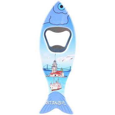 Istanbul Themed Customised UV Printed Fish Shape Printed Plastic Base Bottle Opener 42x130 mm - 7