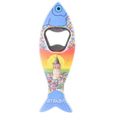 Istanbul Themed Customised UV Printed Fish Shape Printed Plastic Base Bottle Opener 42x130 mm - 9