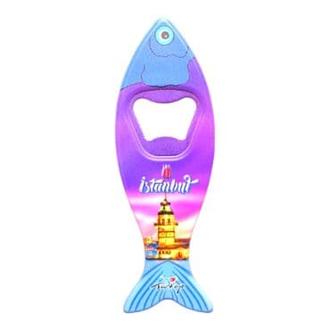 Istanbul Themed Customised UV Printed Fish Shape Printed Plastic Base Bottle Opener 42x130 mm - 2
