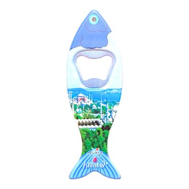 Istanbul Themed Customised UV Printed Fish Shape Printed Plastic Base Bottle Opener 42x130 mm - 12