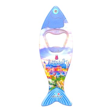 Istanbul Themed Customised UV Printed Fish Shape Printed Plastic Base Bottle Opener 42x130 mm - 16