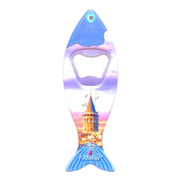 Istanbul Themed Customised UV Printed Fish Shape Printed Plastic Base Bottle Opener 42x130 mm - 21