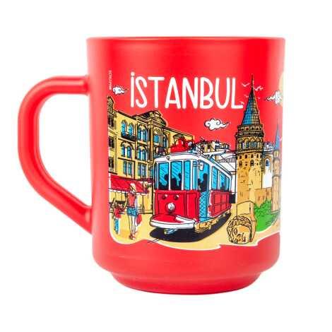 İstanbul Temalı Myros Boyalı Oval Cam Kupa - 2