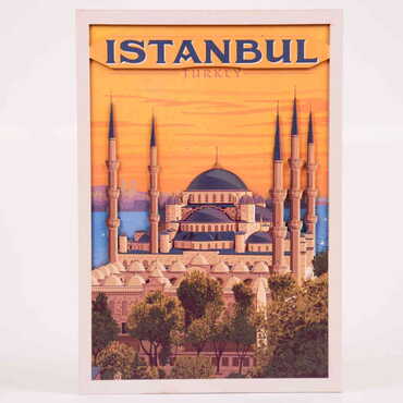 Toptan İstanbul Temalı Myros Büyük Ahşap Tabela 200x290 mm - Thumbnail