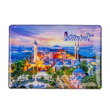 Istanbul Themed Epoxy Dome Rectangle Souvenir Fridge Magnet 80x55 cm - 5