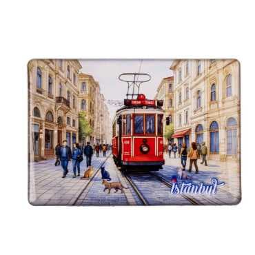 Istanbul Themed Epoxy Dome Rectangular Souvenir Fridge Magnet 95x65 mm - 3
