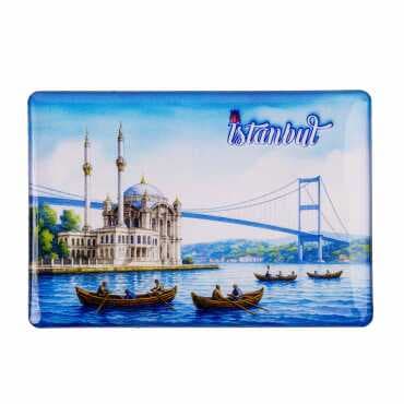 Istanbul Themed Epoxy Dome Rectangular Souvenir Fridge Magnet 95x65 mm - 4