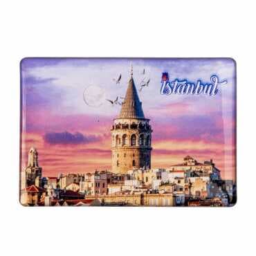Istanbul Themed Epoxy Dome Rectangular Souvenir Fridge Magnet 95x65 mm - 8