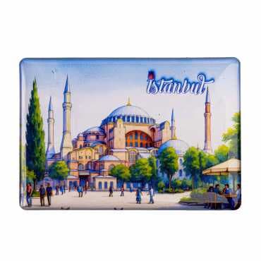 Istanbul Themed Epoxy Dome Rectangular Souvenir Fridge Magnet 95x65 mm - 10
