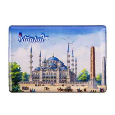 Istanbul Themed Epoxy Dome Rectangular Souvenir Fridge Magnet 95x65 mm - 14