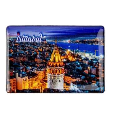 Istanbul Themed Epoxy Dome Rectangular Souvenir Fridge Magnet 95x65 mm - 17