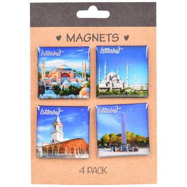 Istanbul Themed Epoxy Dome Souvenir Fridge Magnet Set of 4 pcs 40x40 mm each - 8