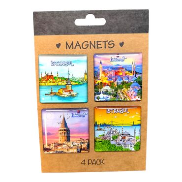 Istanbul Themed Epoxy Dome Souvenir Fridge Magnet Set of 4 pcs 40x40 mm each - 11