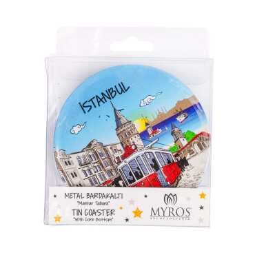 İstanbul Themed Myros Set of 2 Metal Coasters 9 cm - 4