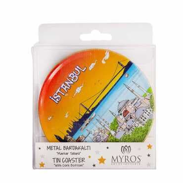 İstanbul Themed Myros Set of 2 Metal Coasters 9 cm - 5