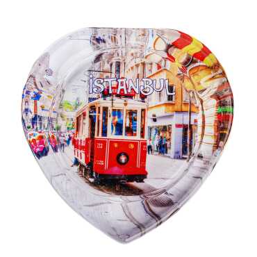 Istanbul Themed Myros Heart Glass Ashtray - 12