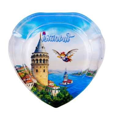Istanbul Themed Myros Heart Glass Ashtray - 5